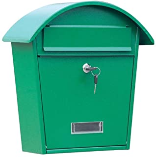 ZYLE Messagerie Courrier Mural extérieur Boîte aux Lettres verrouillables avec Couvercle – Acier Galvanisé Vert