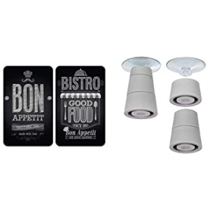 WENKO Plaque de protection en verre universel Bon Appétit – set de 2, 30 x 52 cm & Pieds pour plaques de protection – pieds de rechange, Polychlorure de vinyle, 4.4 x 5 x 4.4 cm, Transparent