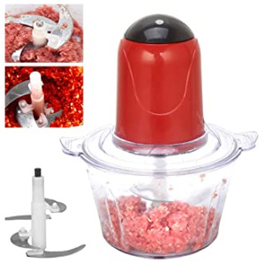 LOVEHOUGE Hachoir À Viande Électrique,Mini Chopper Machine avec Qualité Alimentaire Lames en Acier Inoxydable pour Toutes Les Viandes,Légumes,Ail,Fruits (2L),Rouge