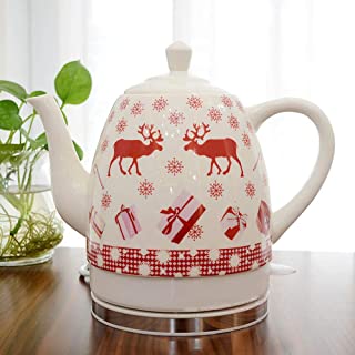 Théière De Noël En Céramique 500 Ml - Set Avec Tasse 300 Ml Et Filtre - Motif Festif - Rouge - Idée Cadeau Déco Noël