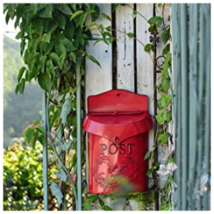 HZPXSB Boîte aux Lettres française Villa Jardinage extérieur boîte aux Lettres en Relief rétro Pastoral Art Fleur Boutique café décoration Murale Suspendue avec Serrure (Color : Red)