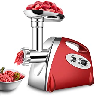 Parmedu Hachoir à Viande Électrique Compact 250W - 3 Plaques Inox, Poussoir Saucisses, Machine à Kibbeh Et Boulettes
