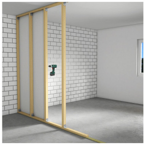 Cloison en plaques de plâtre Fermacell haute 12,5 x 2600 x 625 mm