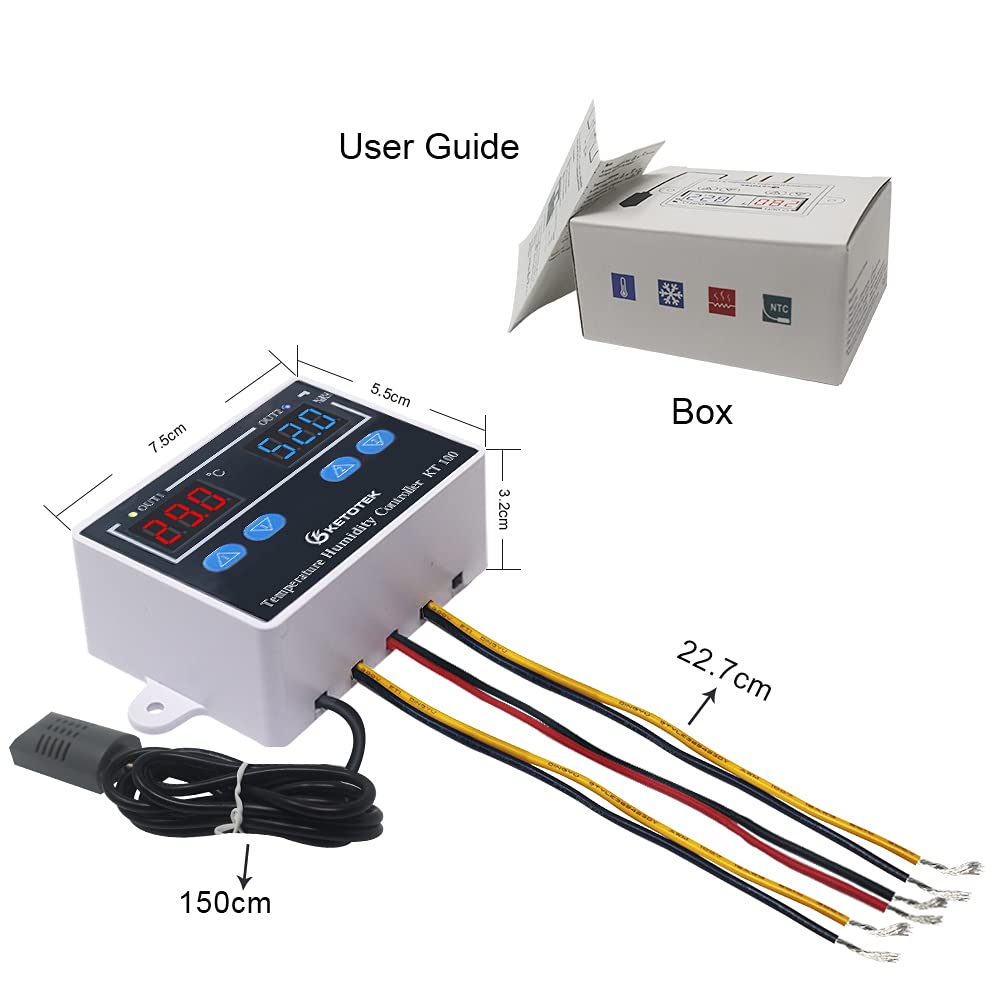 Régulateur Humidité Et Température Prise - Hygrostat Numérique 16A/230V - Pour Serre, Aquarium, Intérieur - Avec Sonde - 7
