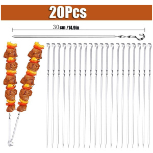 Brochettes de barbecue en acier inoxydable, paquet de 20