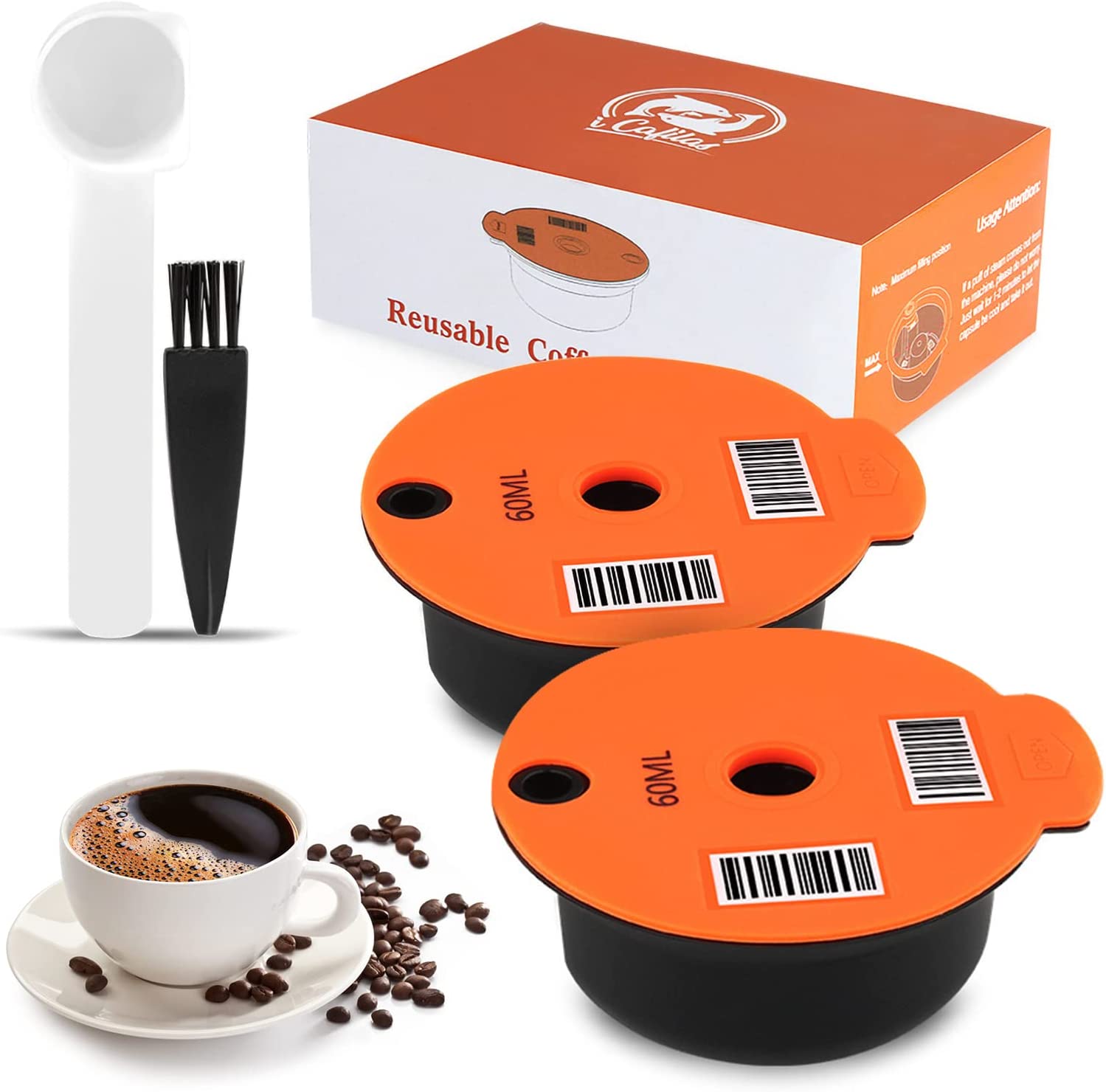 2 x capsules de café rechargeables, filtre à café 