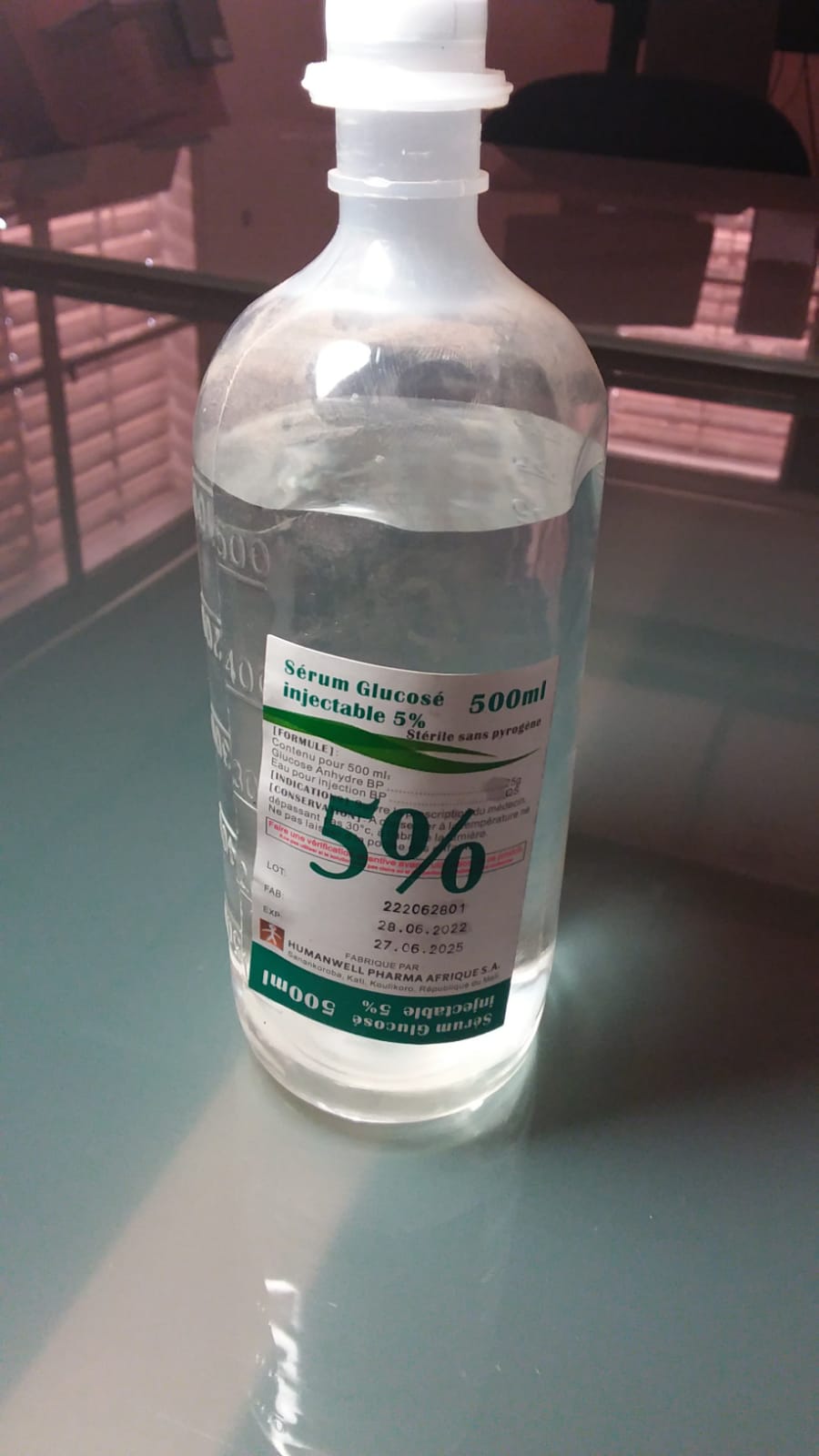 Sérum glucosé 5% - 500ml en perfusion 