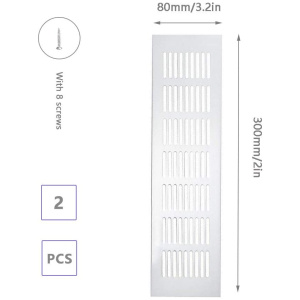 2 x grille de ventilation, acier inoxydable, 80 mm x 300 mm