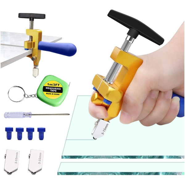 Kit Coupe-Verre Professionnel Aleawol 2 En 1 - Têtes Carbure Tungstène 3-15mm - Pour Verre, Miroir, Carrelage
