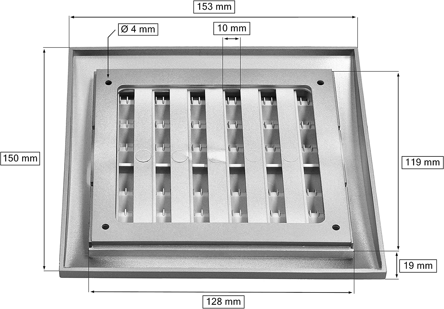 Bgsha Grille De Ventilation Rectangulaire En Aluminium 150mm Pour Armoire Garde-Robe