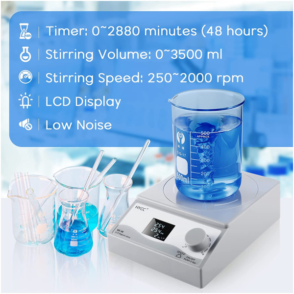 Agitateur Magnétique Mini JOANLAB 350-1800 RPM - Capacité 3000ml - Parfait Pour Labo, Homebrew Et DIY
