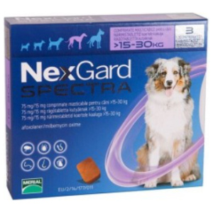 Nexgard Spectra 75/15mg Chiens 15-30kg Boîte de 3 comprimés