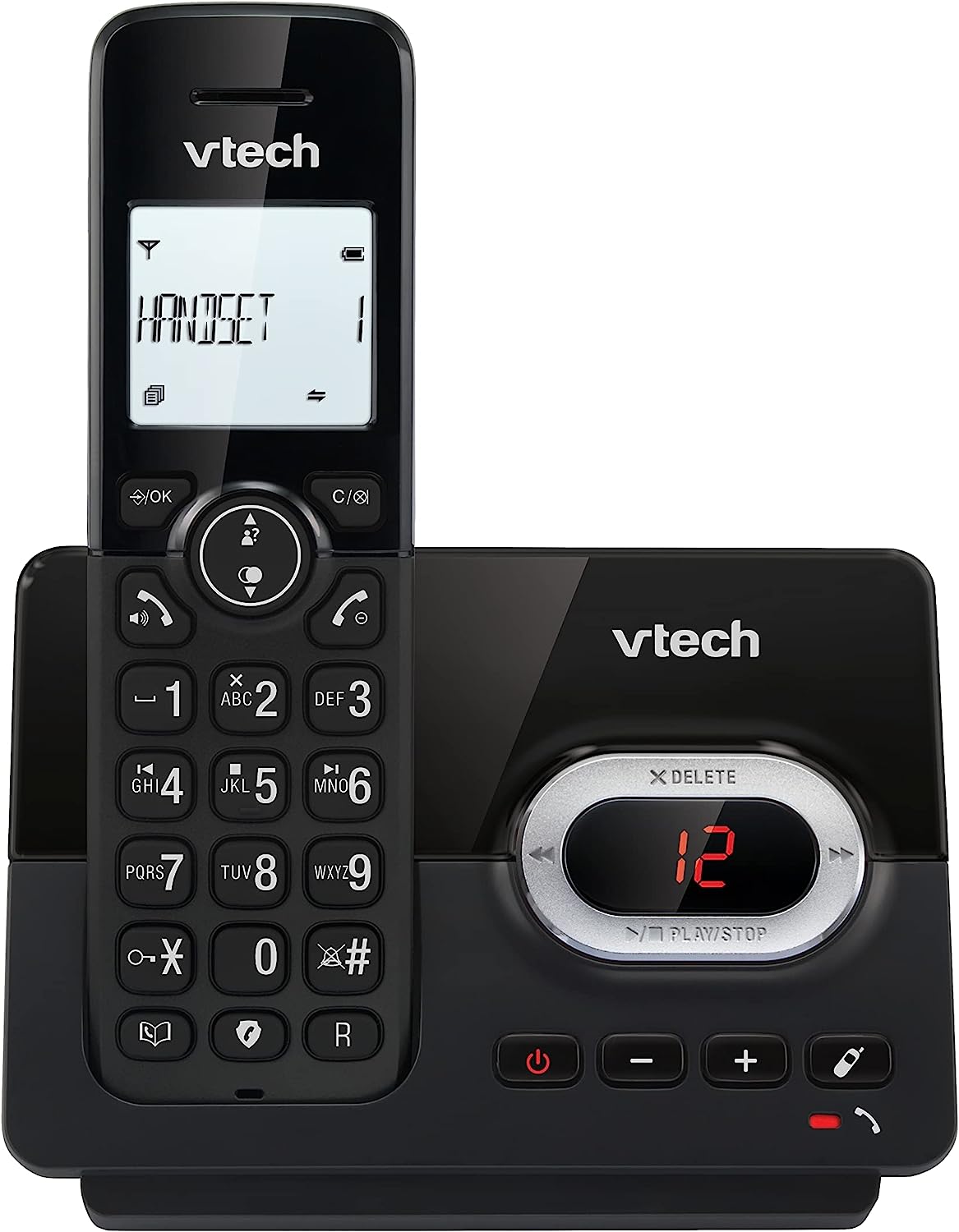 Téléphones sans fil VTech DECT 6.0 avec répondeur numérique, 3 combinés,  argent/noir