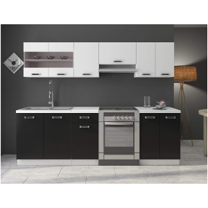 Cuisine/Kitchenette/Bloc de Cuisine 240 cm Réglable Noir/Blanc