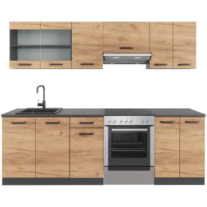 Meuble de Cuisine Cuisine Intégrée Chêne Anthracite 240 cm