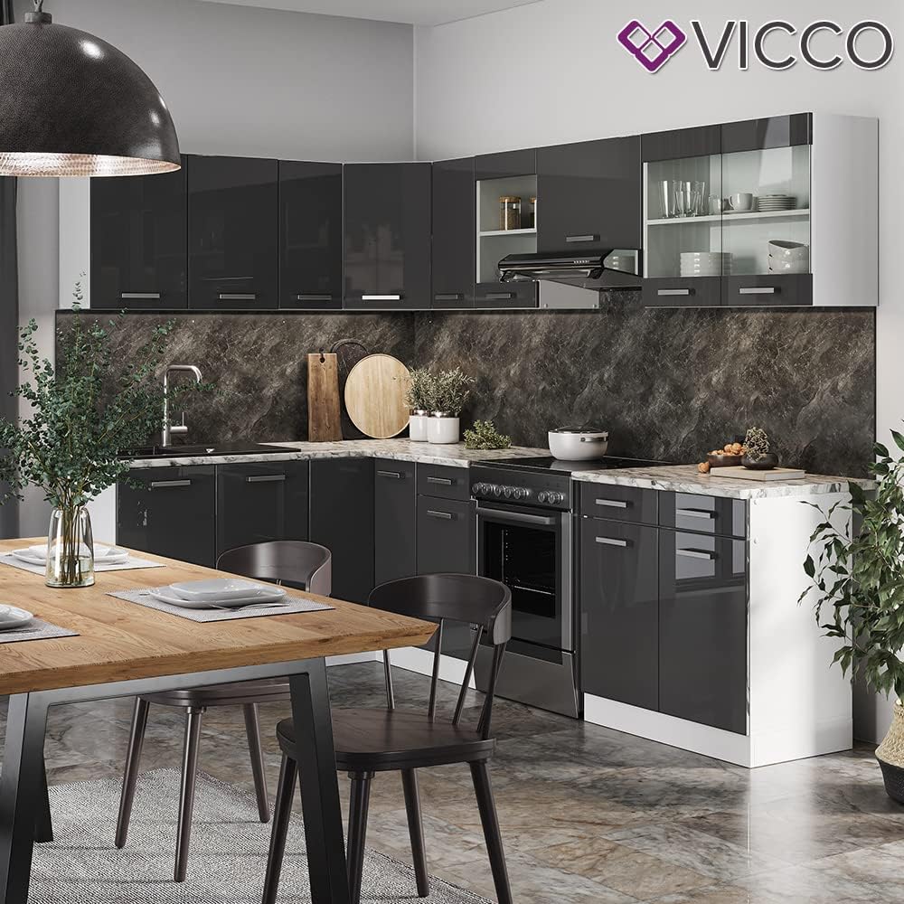 Cuisine D'angle Rick 270 Cm – Anthracite Et Chêne – Moderne – Vicco – Neuve