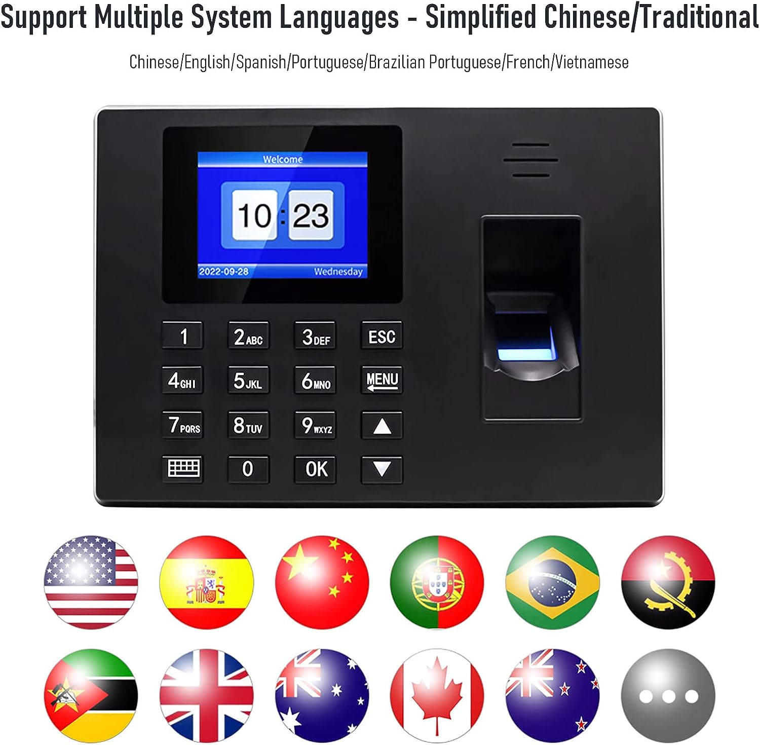 Machine De Pointeuse Biométrique – Stocke 1000 Empreintes | 100 000 Pointages | Hors Ligne | Conforme UE