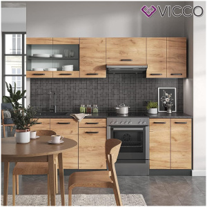 Meuble de Cuisine Cuisine Intégrée Chêne Anthracite 240 cm