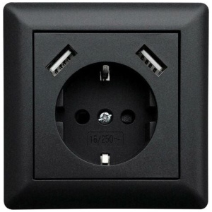 PRISE ELECTRIQUE ENCASTRE 2Port USB+T BLANC-DORE YAKI