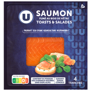 Saumon fumé Atlantique, Norvège, Toasts et salades, 4 tranches – 80g