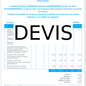 Devis de réparation électroménagers professionel