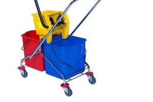 Chariot de Ménage Professionnel à Double Seau avec Presse Essoreuse