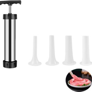 Poussoir à Saucisse Manuel Inoxydable + 4 Entonnoirs