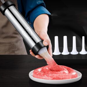 Poussoir à Saucisse Manuel Inoxydable + 4 Entonnoirs