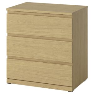 Commode de chambre 3 tiroirs 70x50x75 cm